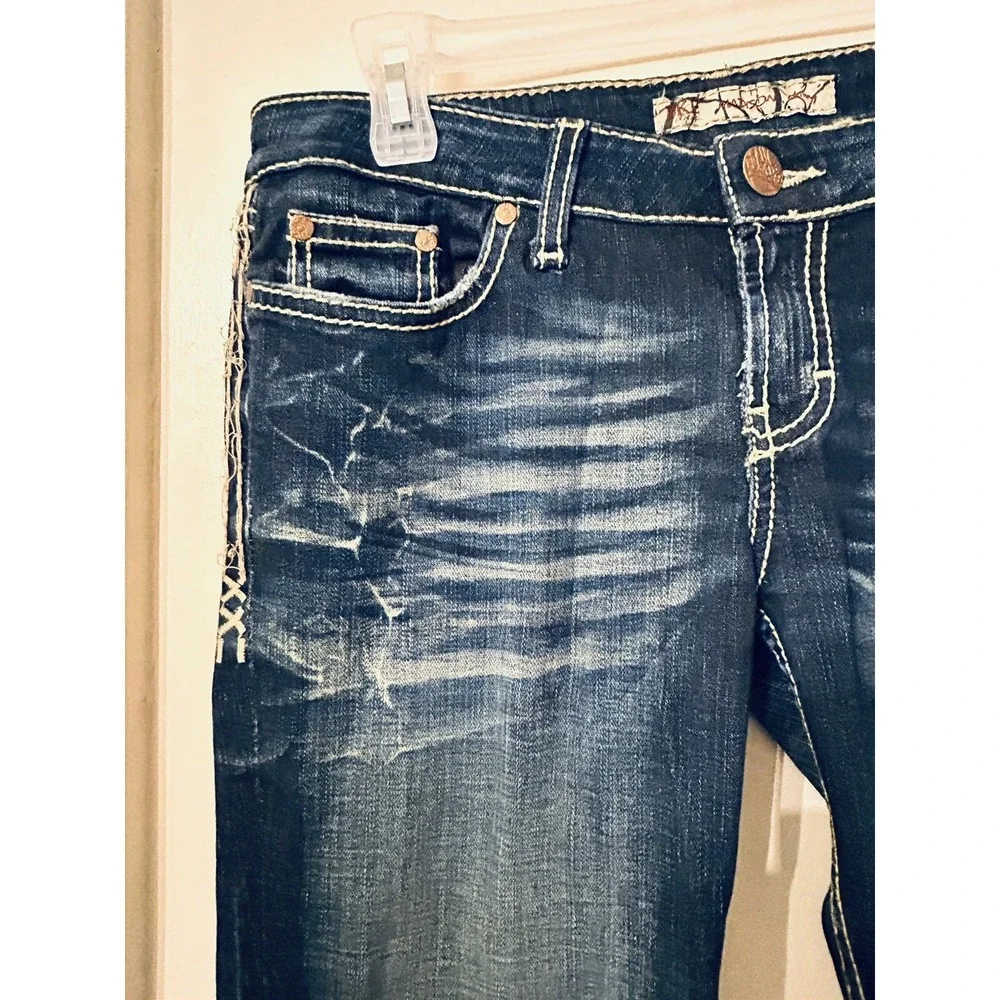 Womens BKE Buckle Madison Skinny Straight Stretch Blue Jeans 30X33 - Picture 3 of 10